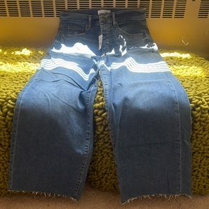 High Rise Wide Leg Crop Jeans in Pure Light Indigo Wash